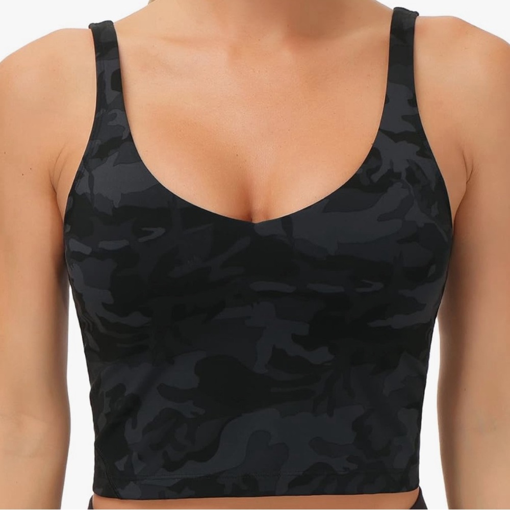 Lululemon grey/black camo crop top align with build in bra